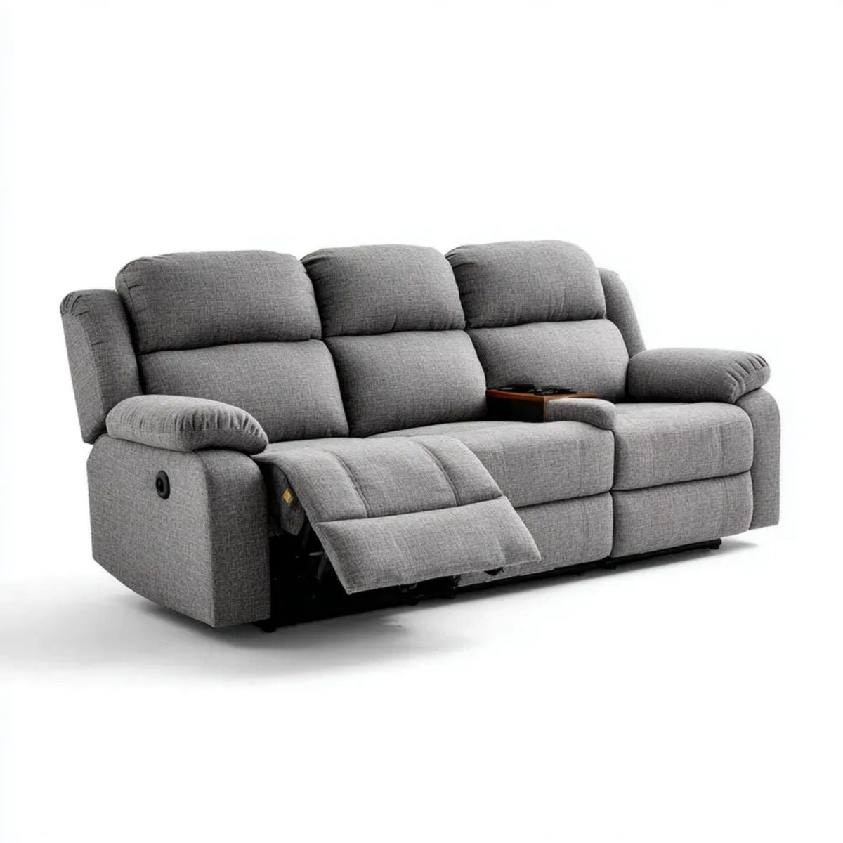 Trzyosobowa sofa relaksacyjna rozkładana z tapicerką poliestrową, szara, 210 × 95 × 102 cm