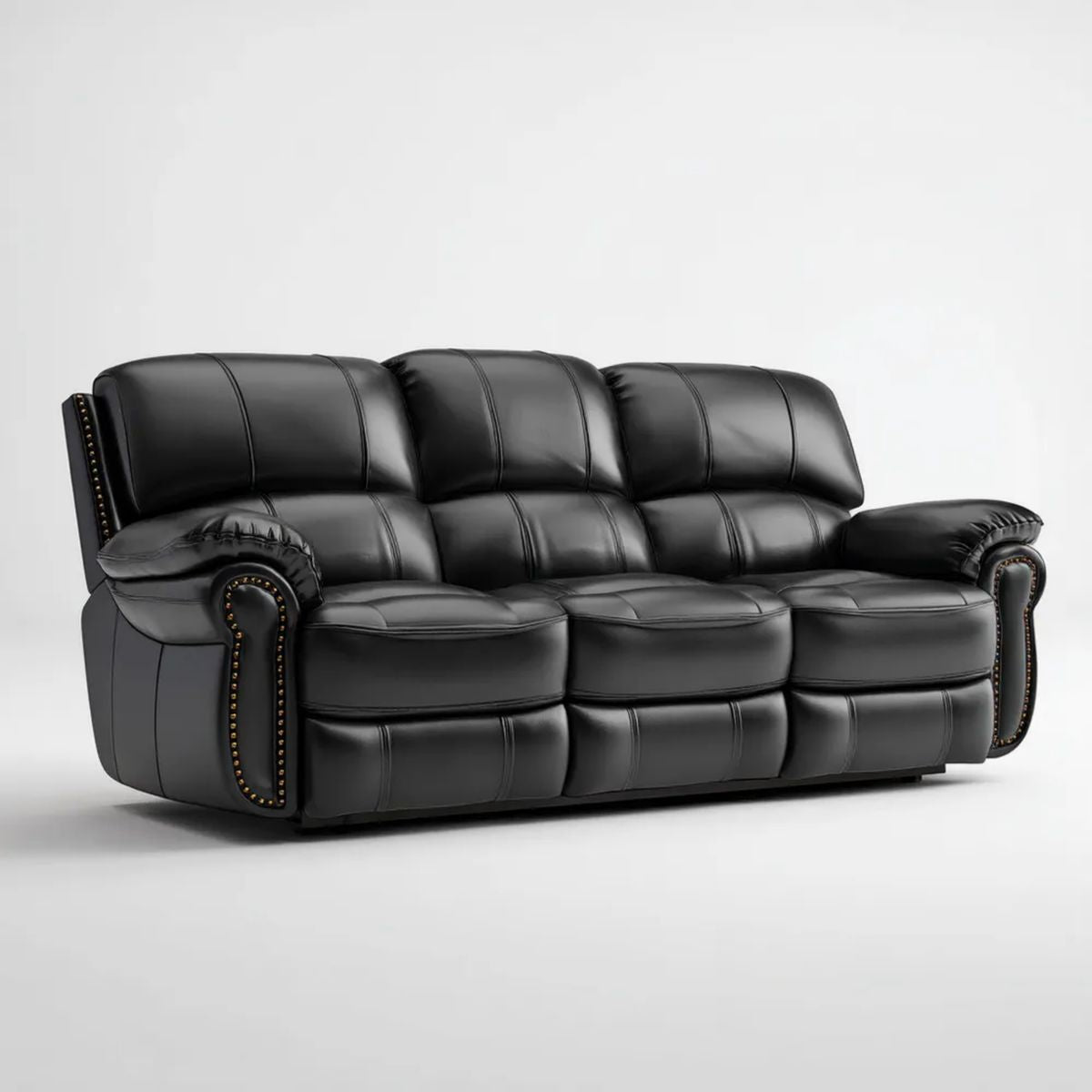 Sofa trzyosobowa ze skóry syntetycznej, czarna/stare złoto, 220 × 95 × 100 cm