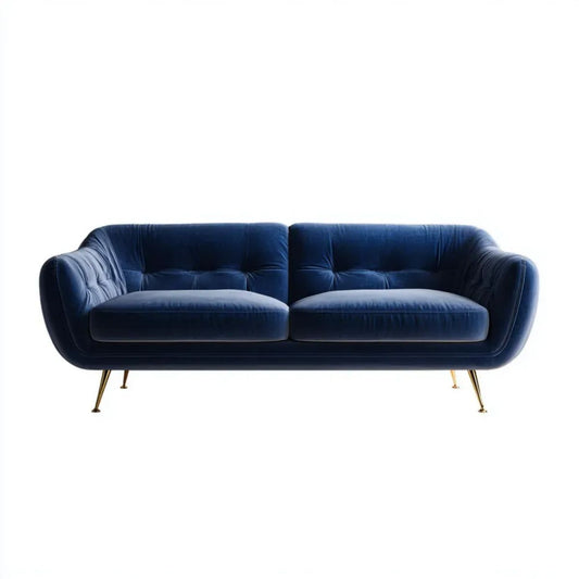 Granatowa sofa dwuosobowa z weluru 180 x 85 x 78 cm