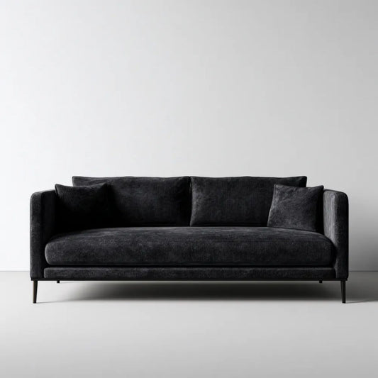 Trzyosobowa sofa z poliestru czarna 220 x 95 x 85 cm