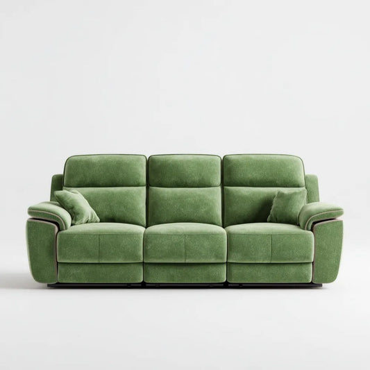 Trzyosobowa sofa aksamitna zielona z czarnymi nóżkami, 210 × 95 × 102 cm