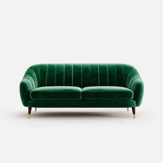 Zielona dwuosobowa sofa aksamitowa 170 x 85 x 80 cm z zaokrąglonym oparciem
