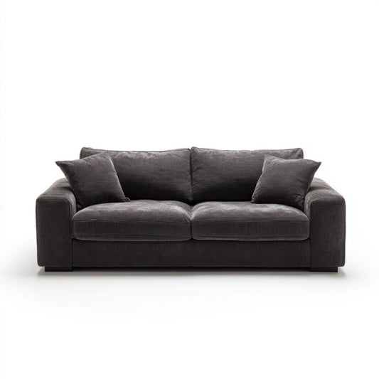 Trzyosobowa sofa grafitowa z tapicerką poliestrową, 220 x 95 x 85 cm