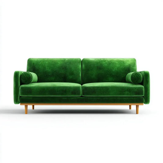 Zielona dwuosobowa sofa aksamitna 170 x 85 x 82 cm z drewnianymi nogami