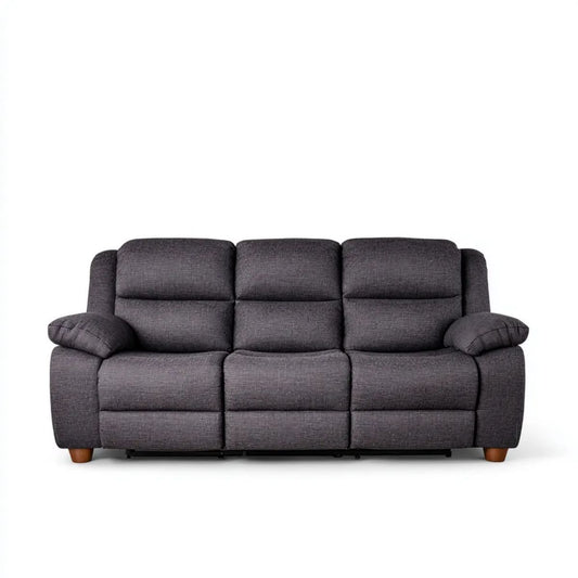 Sofa 3-osobowa z funkcją relaks, grafitowa, tapicerowana poliestrem, 205 x 95 x 102 cm