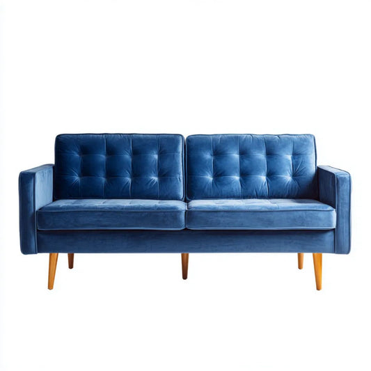 Dwuosobowa sofa z aksamitu granatowa 180 x 82 x 84 cm