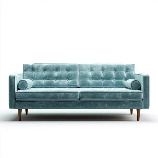 Trzyosobowa sofa aksamitna turkusowa z drewnianymi nogami 210 x 90 x 85 cm
