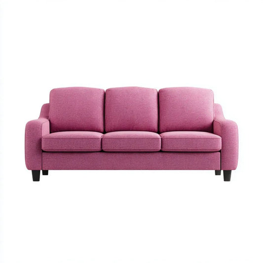 Trzyosobowa sofa z tapicerką poliestrową, różowo-czarna, 198 x 86 x 88 cm