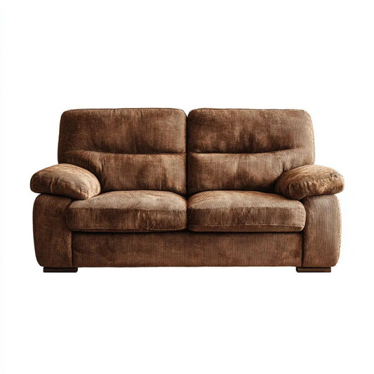 Dwuosobowa sofa brązowa z poliestru sztruksowego 160 x 90 x 90 cm