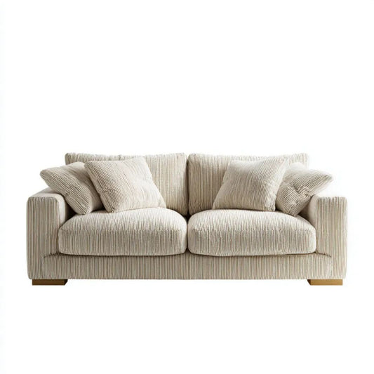 Kremowa sofa dwuosobowa ze sztruksu poliestrowego 180 x 90 x 85 cm