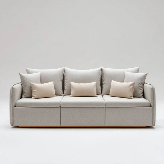 Sofa 3-osobowa kremowo-beżowa z poliestru 240 x 100 x 85 cm
