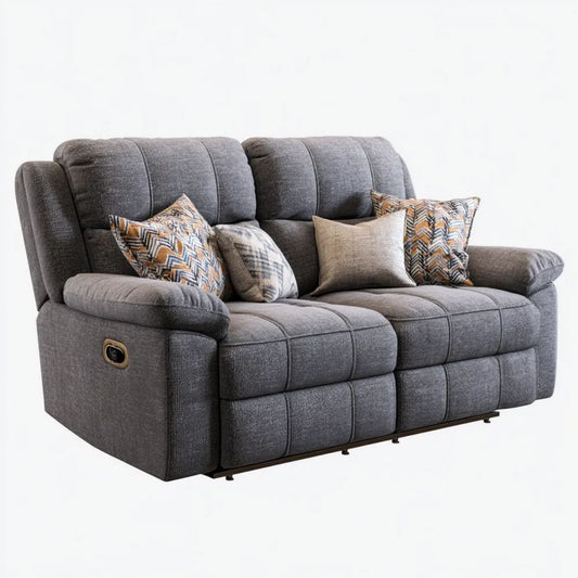 Dwuosobowa sofa relaksacyjna z poliestru, grafitowa, 190 x 95 x 102 cm