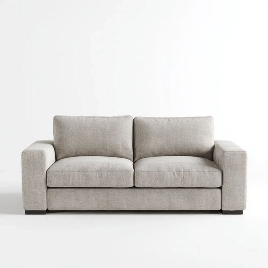 Sofa dwuosobowa jasnoszara z tapicerką poliestrową, 180 x 90 x 85 cm