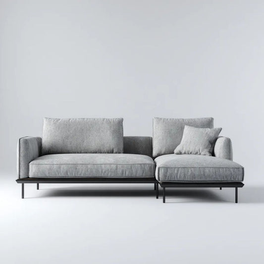 Modułowa sofa narożna z szezlongiem po prawej stronie, szara z poliestru, 250 x 160 x 82 cm