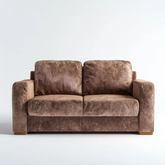 Brązowa sofa dwuosobowa z mikrofibry poliestrowej 160 x 90 x 85 cm