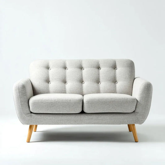 Dwuosobowa sofa jasnoszara z tapicerką poliestrową 140 x 80 x 82 cm